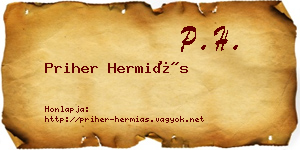 Priher Hermiás névjegykártya